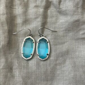 Kendra Scott Silver and Teal Lee Earrings